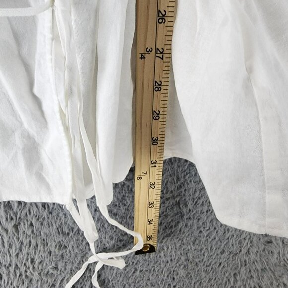 Refinity Top Womens XXL White Linen Blend Puff Sleeve Wrap *NWT* - Picture 6 of 11